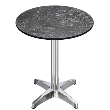 CPBL | HPL Mesa de Bistro Compacta | Ø 60 x 110 cm | Plegable + Peso adicional | Rocas / Aluminio