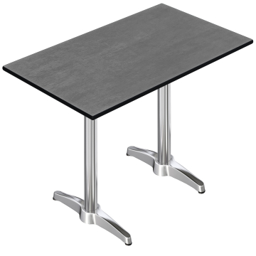 CPBL | HPL Table de bistrot compacte | 130 x 80 x 110 cm | Anthracite / Argent | Rectangulaire