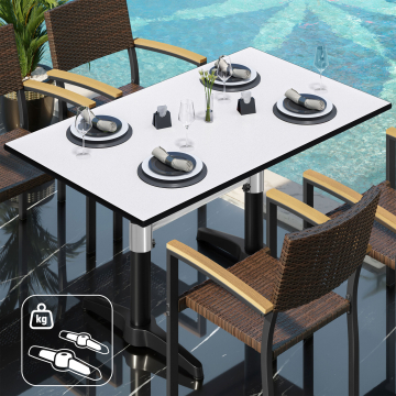 CPBL | HPL table de bistrot | L:P:H 120 x 70 x 78 cm | Blanc / Aluminium noir | Poids supplémentaire | Rectangulaire
