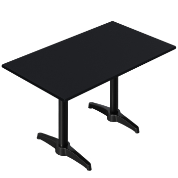 CPBL | HPL Table de bistrot | L:P:H 120 x 70 x 78 cm | Noir / Aluminium | Poids supplémentaire | Rectangulaire