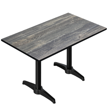 CPBL | HPL Table de bistrot | L:P:H 120 x 70 x 78 cm | Pin rustique / Aluminium | Poids supplémentaire | Rectangulaire