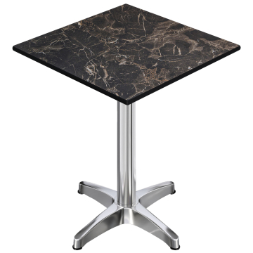 CPBL | HPL Tavolo Bistro Compatto | 70 x 70 x 110 cm | Pieghevole + Peso Aggiuntivo | Marmo Cappuccino / Alluminio