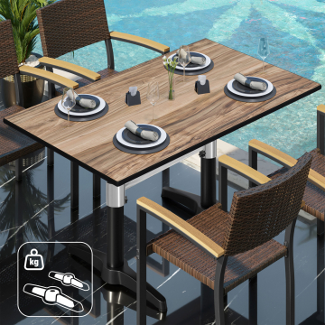 CPBL | Mesa bistro HPL | AN:F:AL 120 x 70 x 78 cm | sheesham / aluminio | peso adicional | rectangular