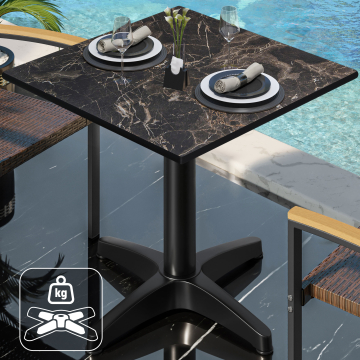 CPBL | Mesa bistro HPL | An:Pr:Al 60 x 60 x 78 cm | mármol cappuccino / negro aluminio | peso adicional | cuadrada