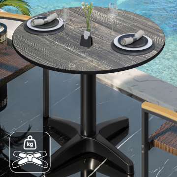 CPBL | Mesa bistro HPL | Ø:H 60 x 78 cm | pino rústico / aluminio | peso adicional | redonda