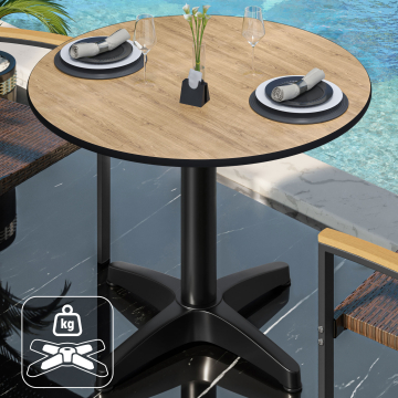 CPBL | Stół bistro HPL | Ø:H 60 x 78 cm | dąb / aluminium | dodatkowa waga | okrągły