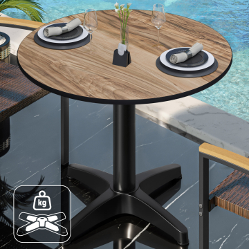 CPBL | Stolik bistro HPL | Ø:H 70 x 78 cm | sheesham / aluminium | dodatkowa waga | okrągły