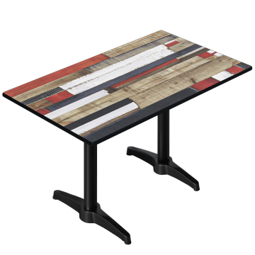 CPBL | Table de bistrot HPL | L:P:H 120 x 70 x 78 cm | Coloris vintage / Aluminium | Poids supplémentaire | Rectangulaire