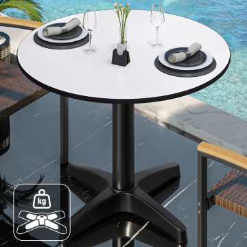 CPBL | Tavolo bistrot in HPL | Ø:H 60 x 78 cm | bianco / nero alluminio | peso aggiuntivo | rotondo
