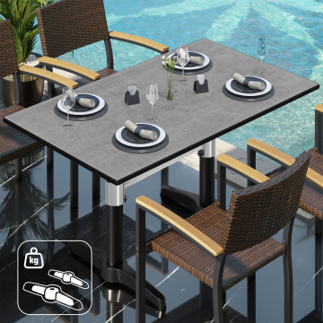 CPBL | Tavolo bistrot in HPL | L:P:H 120 x 70 x 78 cm | cemento / alluminio nero | peso aggiuntivo | rettangolare