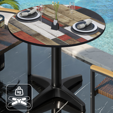 CPBL | Tavolo da bistrot in HPL | Ø:H 70 x 78 cm | Colore vintage / Alluminio | Peso aggiuntivo | Rotondo