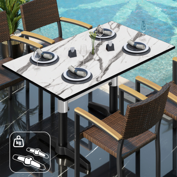 CPBL | Tavolo da bistrot in HPL | L:P:H 120 x 70 x 78 cm | marmo bianco / alluminio nero | peso aggiuntivo | rettangolare
