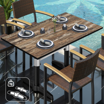 CPBL | Tavolo da bistrot in HPL | L:P:H 120 x 70 x 78 cm | Vintage Old / Alluminio | Peso aggiuntivo | Rettangolare