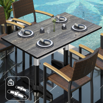CPBL | Tavolo da bistrot in HPL | L:P:H 120 x 70 x 80 cm | Pino rustico / alluminio | Peso aggiuntivo | Rettangolare