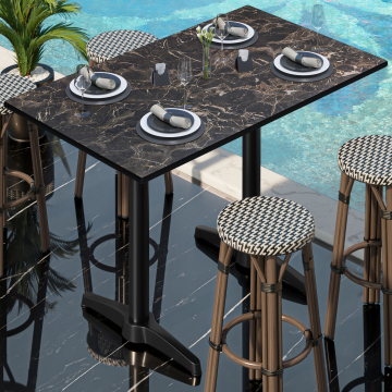 CPBL | HPL Kompakt Bistro Ståbord | 130 x 80 x 110 cm | Kappuccino Marmor / Svart | Rektangulær