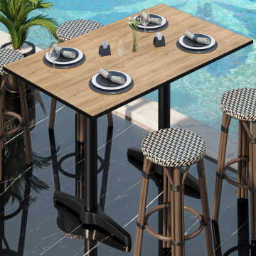 CPBL | HPL Kompakt Bistro Steht bord | 130 x 80 x 110 cm | Eik / Svart | Rektangulær