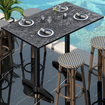 CPBL | HPL Compact Bistro Ståbord | 130 x 80 x 110 cm | Fels / Svart | Rektangulær