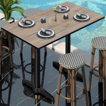 CPBL | HPL Kompakt Bistro Stehbord | 130 x 80 x 110 cm | Rustikk eik / Svart | Rektangulær