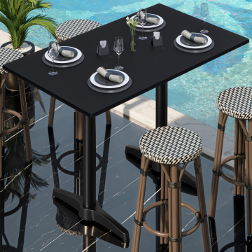 CPBL | HPL Compact Bistro Stehtisk | 130 x 80 x 110 cm | Svart / Svart | Rektangulær
