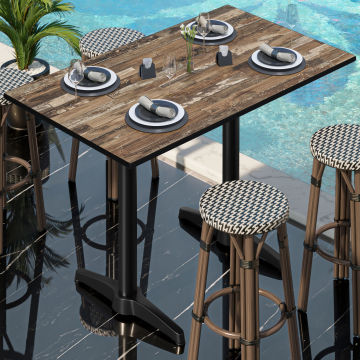 CPBL | HPL Compact Bistro Steh Bord | 130 x 80 x 110 cm | Vintage Old / Svart | Rektangulær