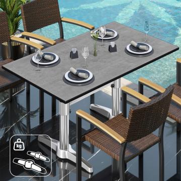 CPBL | HPL Bistrotisch | B:T:H 120 x 70 x 78 cm | Beton / Aluminium | Zusatzgewicht | Rechteckig