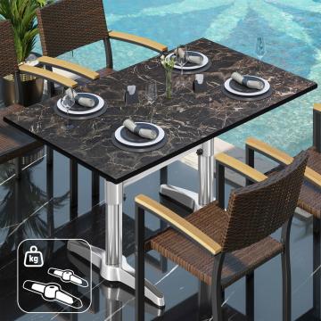 CPBL | HPL Bistrotisch | B:T:H 120 x 70 x 78 cm | Cappuccino-Marmor / Aluminium | Zusatzgewicht | Rechteckig
