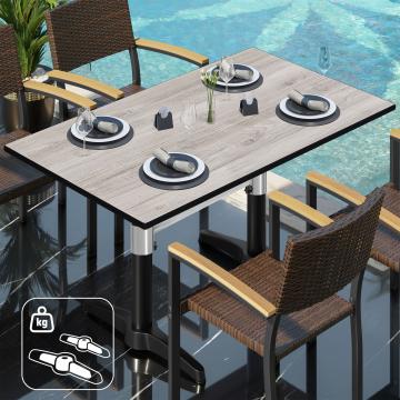 CPBL | HPL bistro table | W:D:H 120 x 70 x 78 cm | oak white / aluminium black | additional weight | rectangular
