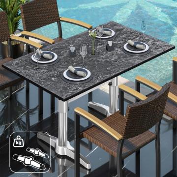CPBL | HPL Bistrotisch | B:T:H 120 x 70 x 78 cm | Felsen / Aluminium | Zusatzgewicht | Rechteckig