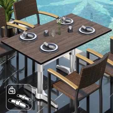 CPBL | HPL Bistrotisch | B:T:H 120 x 70 x 78 cm | Wenge / Aluminium | Zusatzgewicht | Rechteckig