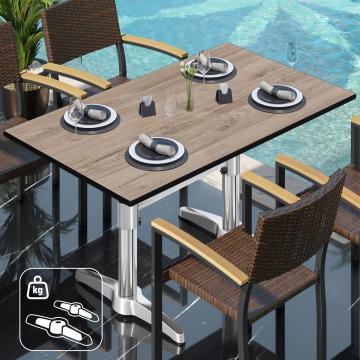CPBL | HPL Bistrotisch | B:T:H 120 x 70 x 78 cm | Eiche / Aluminium | Zusatzgewicht | Rechteckig