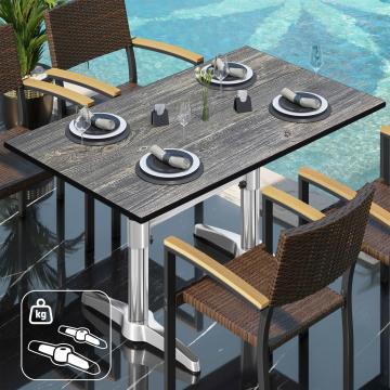 CPBL | HPL Bistrotisch | B:T:H 120 x 70 x 78 cm | Rustikal Kiefer / Aluminium | Zusatzgewicht | Rechteckig