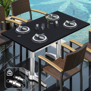CPBL | HPL Bistrotisch | B:T:H 120 x 70 x 78 cm | Schwarz / Aluminium | Zusatzgewicht | Rechteckig