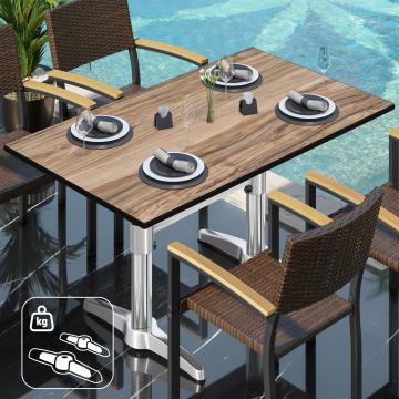 CPBL | HPL Bistrotisch | B:T:H 120 x 70 x 78 cm | Sheesham / Aluminium | Zusatzgewicht | Rechteckig