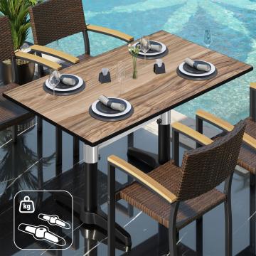 CPBL | HPL Bistrotisch | B:T:H 120 x 70 x 78 cm | Sheesham / Aluminium | Zusatzgewicht | Rechteckig