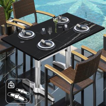 CPBL | HPL Bistrotisch | B:T:H 120 x 70 x 78 cm | Schwarz-Marmor / Aluminium | Zusatzgewicht | Rechteckig