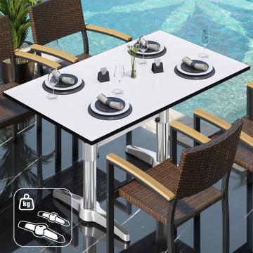 CPBL | HPL Bistrotisch | B:T:H 120 x 70 x 78 cm | Weiß / Aluminium | Zusatzgewicht | Rechteckig