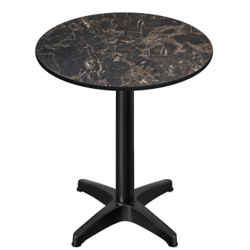 CPBL | HPL Compact Bistro Tavolo Alto | Ø 70 x 110 cm | + Peso Aggiuntivo | Marmo Cappuccino / Nero
