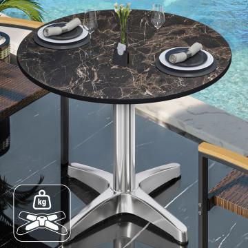 CPBL | HPL Bistrotisch | Ø:H 70 x 78 cm | Cappuccino-Marmor / Aluminium | Zusatzgewicht | Rund