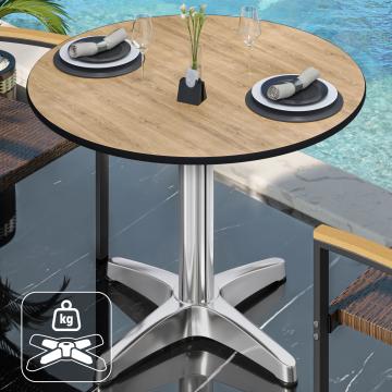 CPBL | HPL Bistrotisch | Ø:H 70 x 78 cm | Eiche / Aluminium | Zusatzgewicht | Rund