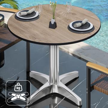 CPBL | HPL Bistrotisch | Ø:H 70 x 78 cm | Eiche / Aluminium | Zusatzgewicht | Rund