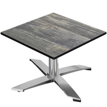 CPTG | Bistro lounge bord | B:D:H 60 x 60 x 39 cm | Rustik furu / aluminium | Fällbart / extra vikt