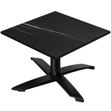 CPTG | Bistro Loungetisch | B:T:H 70 x 70 x 39 cm | Schwarz Marmor / Aluminium Schwarz | Klappbar/ Zusatzgewicht