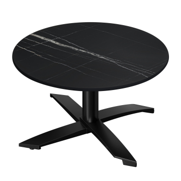 CPTG | Bistro Loungetisch | Ø:H 60 x 39 cm | Schwarz Marmor / Aluminium Schwarz | Klappbar/ Zusatzgewicht