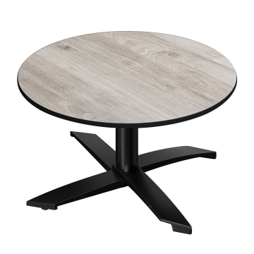 CPTG | Bistro Loungetisch | Ø:H 70 x 39 cm | Eiche-Weiß / Aluminium Schwarz | Klappbar/ Zusatzgewicht