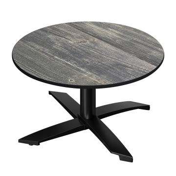 CPTG | Bistro Loungetisch | Ø:H 70 x 39 cm | Rustikal Kiefer / Aluminium Schwarz | Zusatzgewicht