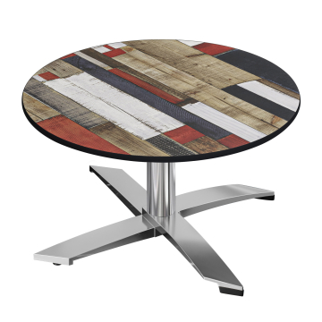 CPTG | Bistro Loungetisch | Ø:H 70 x 39 cm | Vintage Bunt / Aluminium | Klappbar/ Zusatzgewicht