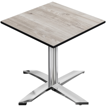 CPTG | Bistro-pöytä | K:S:H 70 x 70 x 75 cm | tammi-valkoinen / alumiini | kokoontaitettava / lisäpaino