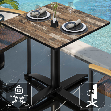 CPTG | Bistro Table | W:D:H 70 x 70 x 75 cm | Vintage Old / Aluminium Black | Foldable/ additional weight