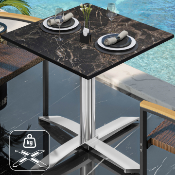 CPTG | Bistro Tisch | B:T:H 70 x 70 x 76 cm | Cappuccino-Marmor / Aluminium | Zusatzgewicht