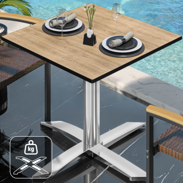 CPTG | Bistro Tisch | B:T:H 70 x 70 x 76 cm | Eiche / Aluminium | Zusatzgewicht